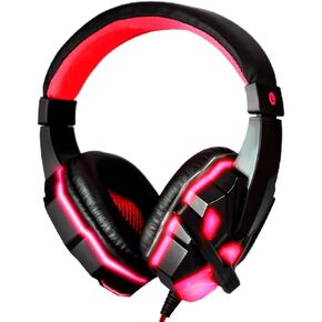 Wired Gaming Headset with Mic, Over-Ear Soft Ear Pad Headphones Compatible with Game Consoles and Travel, Gaming Earphones with LED Light and Volume Control in Kuwait