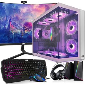 كمبيوتر MTG Khuno Gaming Tower PC - Intel Core i5-8th Gen، RTX 3060 12GB 192 بت، 16GB ARGB Ram، 1TB Nvme، شاشة منحنية 27 بوصة، مجموعة RGB Gamer Bundle، كاميرا ويب، Win 11 Home in Kuwait
