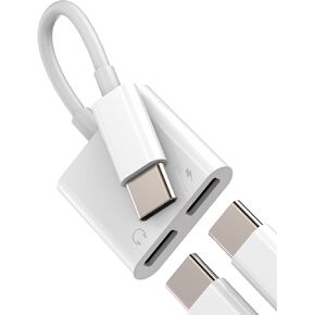 USB C Splitter Adapter Headphone for Iphone 17 16 15 Pro Max Charger Type Cable Jack Audio (2Pack) Female Android for Apple Multi Cord compatible for Samsung Galaxy Charging Data Power Male Aux Dongle in Kuwait