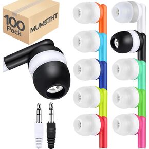 100 حزمة من سماعات الأذن السائبة للأطفال في الفصول الدراسية بالمدرسة، مجموعة سماعات أذن سلكية متينة للطلاب والأطفال الصغار والمراهقين والأولاد والبنات والكبار (YS101، 10 ألوان مختلطة) in Kuwait