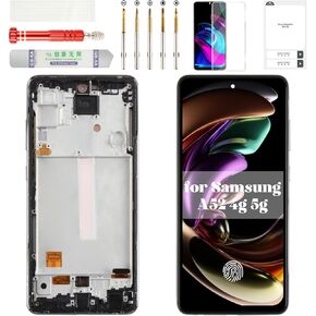 شاشة OLED بديلة لهاتف Samsung A52 LCD 4 جرام لهاتف Samsung Galaxy A52 5 جرام محول رقمي لهاتف Samsung A52 SM-A525M/DS مجموعة لمس بديلة مع إطار أسود SM-A525 SM-A526 in Kuwait