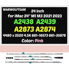 متوافق مع iMac A2438 A2439 A2873 A2874 M1 M3 2021 2023 الكل في واحد Retina EMC 3663 3664 8206 8207 24 بوصة 4.5K LCD مجموعة شاشة LG204A-215(661-16573 661-35878 وردي) in Kuwait