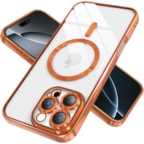 Magnetic Clear Case for iPhone 11 Pro Max with Full Camera Lens Protection,Compatible with MagSafe,Plating Soft TPU Phone Case,Anti-Scratch Shockproof Slim Cover for Women Gilrs Men - Sliver in Kuwait