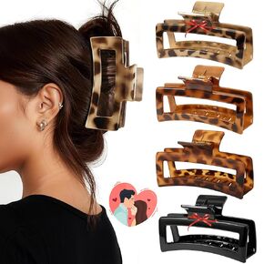 6 Pack Square Claw Clips, Hair Claw Clips for Women Girls, 3.5" Medium Non-slip Hair Clips, Rectangular Claw Hair Clips, Matte Hair Claws Strong Hair Styling Accessories Jumbo Claw Clip for Thin Hair in Kuwait