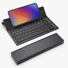 Mini Travel Wireless Keyboard Compatible with Apple iPhone 17/16/16E/16/ and Pro/Max/Plus Models Built-in Phone Holder/Stand-Ultra Slim Folding Rechargeable Full Size Keyboard! in Kuwait