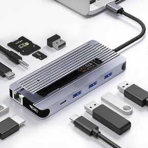 محطة إرساء محور USB-C 12 في 1 مع حاوية M.2 NVMe SATA SSD PD100W TypeC إلى HDMI 4K60 هرتز USB3.0 لأجهزة الكمبيوتر المحمول MacBook Air/Pro in Kuwait