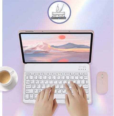 حافظة لوحة مفاتيح لجهاز Lenovo Tab M11 مقاس 11 بوصة (TB330FU/TB330XU)، تصميم إسباني، غطاء حامل نحيف من البولي يوريثان مع لوحة مفاتيح لاسلكية قابلة للفصل مغناطيسيًا، ماوس كمبيوتر لوحي، وردي in Kuwait