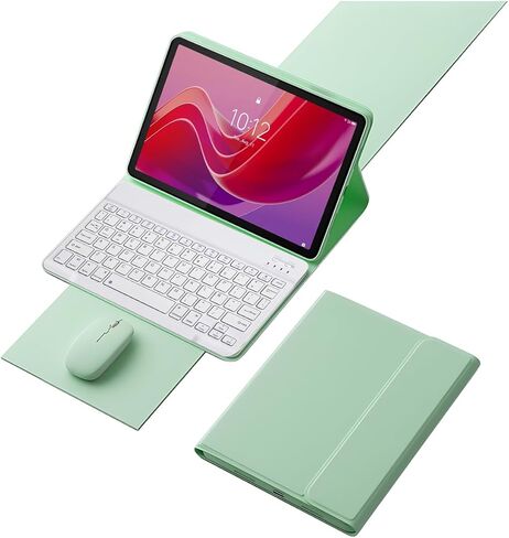 حافظة لوحة مفاتيح لجهاز Lenovo Tab M11 مقاس 11 بوصة (TB330FU/TB330XU)، تصميم إسباني، غطاء حامل نحيف من البولي يوريثان مع لوحة مفاتيح لاسلكية قابلة للفصل مغناطيسيًا، ماوس كمبيوتر لوحي، وردي in Kuwait