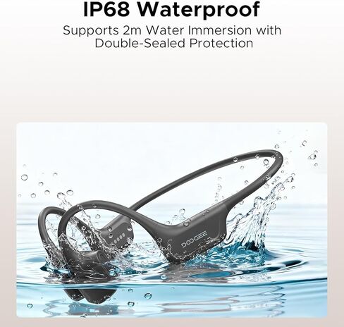 DOOGEE BoneAir Swim Conduction Headphones, Open-Ear Bluetooth Wireless Sport Earphones for Running, Swimming & Sports, Workouts - Sweat Resistant, IP68 Waterproof, Secure Comfortable Fit （Dark Gray） in Saudi Arabia