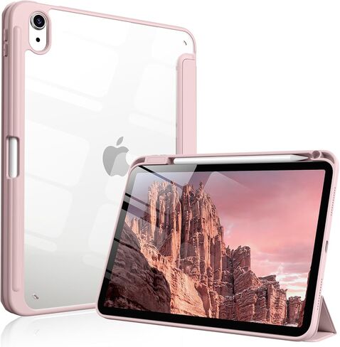 حافظة لجهاز iPad (A16) الجيل الحادي عشر 11 بوصة 2025، حافظة iPad الجيل العاشر 10.9 بوصة 2022 مع حامل أقلام، غطاء مقاوم للصدمات مع غطاء خلفي شفاف، يدعم الاستيقاظ/النوم التلقائي (وردي فاتح) in Kuwait