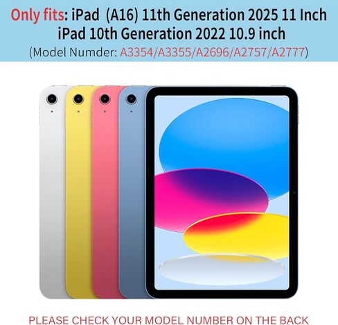 حافظة لجهاز iPad (A16) الجيل الحادي عشر 11 بوصة 2025، حافظة iPad الجيل العاشر 10.9 بوصة 2022 مع حامل أقلام، غطاء مقاوم للصدمات مع غطاء خلفي شفاف، يدعم الاستيقاظ/النوم التلقائي (وردي فاتح) in Kuwait