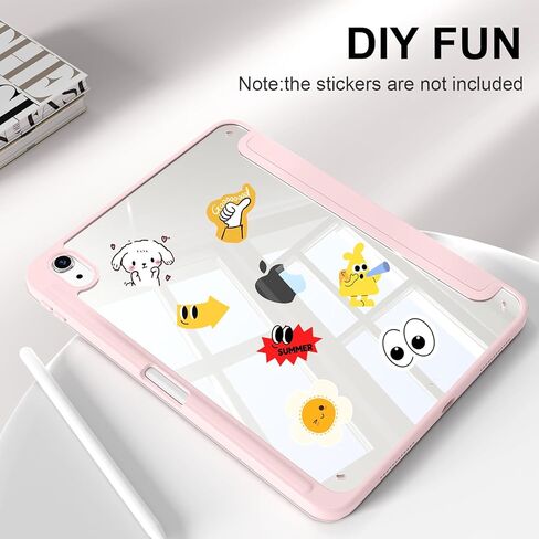 حافظة لجهاز iPad (A16) الجيل الحادي عشر 11 بوصة 2025، حافظة iPad الجيل العاشر 10.9 بوصة 2022 مع حامل أقلام، غطاء مقاوم للصدمات مع غطاء خلفي شفاف، يدعم الاستيقاظ/النوم التلقائي (وردي فاتح) in Kuwait