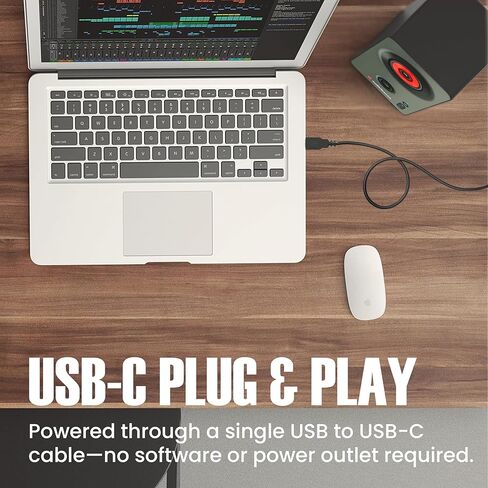 سماعات كمبيوتر سطح المكتب Audiosource مع بلوتوث 5.3، توصيل وتشغيل USB-C، سماعات كمبيوتر ستيريو 2.0 مع برامج تشغيل مزدوجة 2 بوصة، مدخل AUX، مؤشر LED، تصميم مضغوط للكمبيوتر الشخصي والكمبيوتر المحمول والمكتب المنزلي (أسود) in Kuwait
