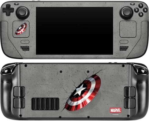 غلاف Skinit المخصص للألعاب متوافق مع كمبيوتر الألعاب المحمول Steam Deck - تصميم Marvel Captain America Shield Break المرخص رسميًا in Kuwait