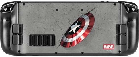 غلاف Skinit المخصص للألعاب متوافق مع كمبيوتر الألعاب المحمول Steam Deck - تصميم Marvel Captain America Shield Break المرخص رسميًا in Kuwait