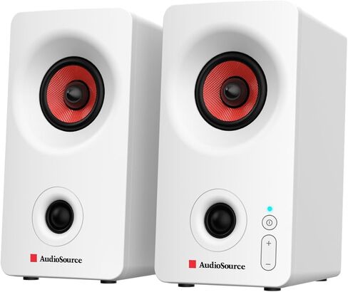 سماعات كمبيوتر سطح المكتب Audiosource مع بلوتوث 5.3، توصيل وتشغيل USB-C، سماعات كمبيوتر ستيريو 2.0 مع برامج تشغيل مزدوجة 2 بوصة، مدخل AUX، مؤشر LED، تصميم مضغوط للكمبيوتر الشخصي والكمبيوتر المحمول والمكتب المنزلي (أسود) in Kuwait