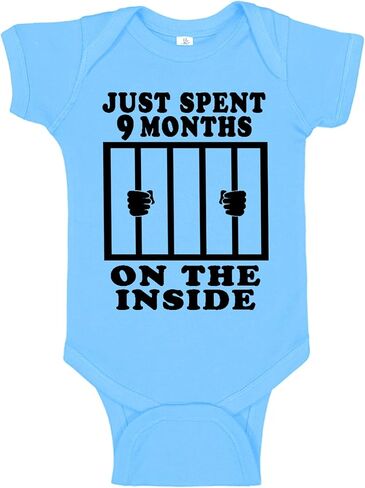Aiden's Corner Funny Baby Just Spent 9 Months On The Inside Handmade Boys Girls Newborn Bodysuits in Saudi Arabia