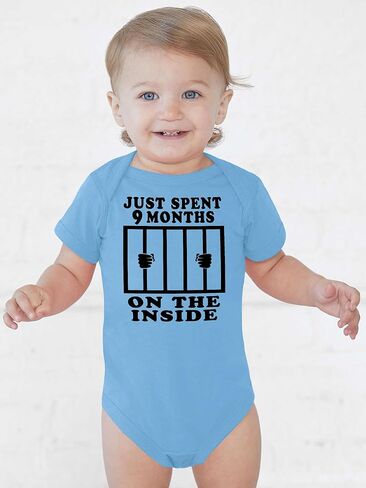 Aiden's Corner Funny Baby Just Spent 9 Months On The Inside Handmade Boys Girls Newborn Bodysuits in Saudi Arabia