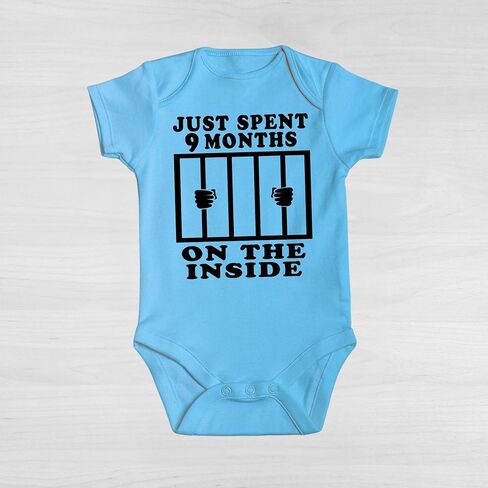 Aiden's Corner Funny Baby Just Spent 9 Months On The Inside Handmade Boys Girls Newborn Bodysuits in Saudi Arabia