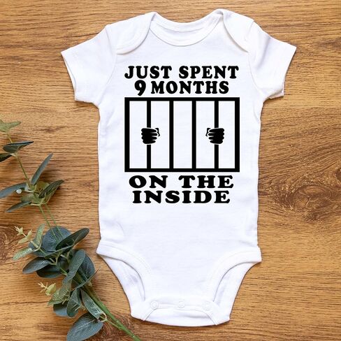 Aiden's Corner Funny Baby Just Spent 9 Months On The Inside Handmade Boys Girls Newborn Bodysuits in Saudi Arabia