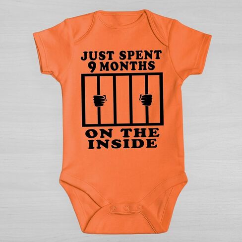 Aiden's Corner Funny Baby Just Spent 9 Months On The Inside Handmade Boys Girls Newborn Bodysuits in Saudi Arabia