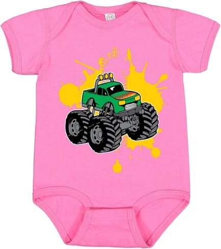 Wild Bobby Green Monster Truck with Firey Flames Cars and Trucks Baby Creeper Boys Girls Infant Bodysuit in Saudi Arabia