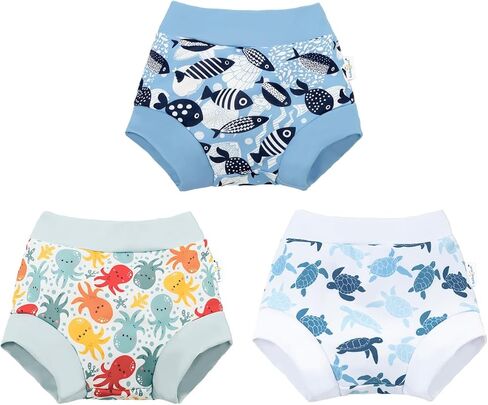 babygoal Purple Reusable Swim Diaper - Waterproof Cloth Swimmers Pants for 18 Months to 24 Months Baby Toddler Beach & Pool 3YKS06-18-24M-B in Saudi Arabia