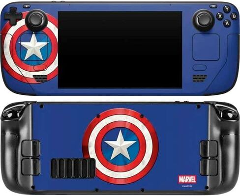 غلاف Skinit المخصص للألعاب متوافق مع كمبيوتر الألعاب المحمول Steam Deck - تصميم Marvel Captain America Shield Break المرخص رسميًا in Kuwait
