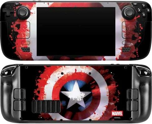 غلاف Skinit المخصص للألعاب متوافق مع كمبيوتر الألعاب المحمول Steam Deck - تصميم Marvel Captain America Shield Break المرخص رسميًا in Kuwait