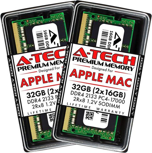 A-Tech Components 32GB (2x16GB) RAM for 2017 iMac 21.5 inch Non-Retina | DDR4 2133MHz PC4-17000 SO-DIMM 260-Pin CL15 1.2V Non-ECC Unbuffered Memory Upgrade Kit in Kuwait