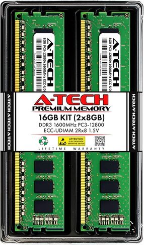 A-Tech 16GB Kit (2x8GB) Memory RAM for Dell PowerEdge T110 - DDR3 1600MHz PC3-12800 ECC Unbuffered UDIMM 2Rx8 1.5V - Server in Kuwait