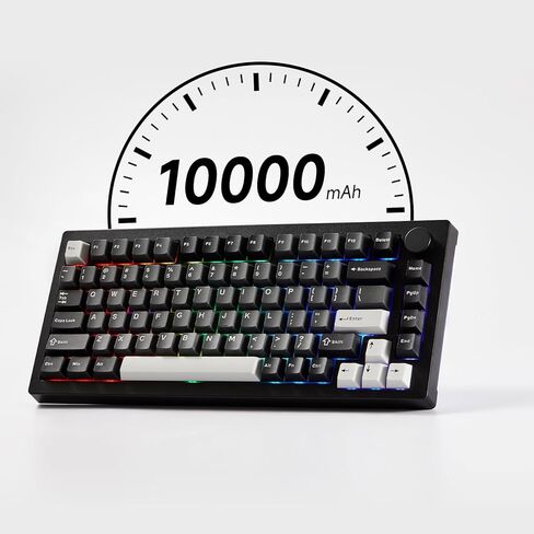 لوحة مفاتيح الألعاب Akko 5075 V3 باللونين الأسود والفضي، لوحة مفاتيح ميكانيكية متعددة الأوضاع بنسبة 75% قابلة للبرمجة مع مفتاح وردي ثلجي بإضاءة خلفية RGB وقابل للتبديل السريع in Kuwait