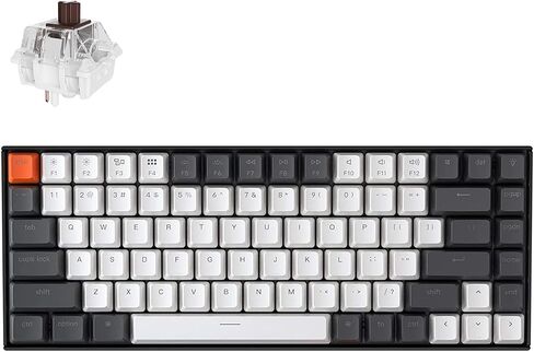 Keychron K2 75% Layout 84 Keys Hot-swappable Bluetooth Wireless/USB Wired Mechanical Keyboard for Mac with Super Brown Switch/Double-Shot Keycaps/White LED Backlit for Windows Version 2 in Saudi Arabia