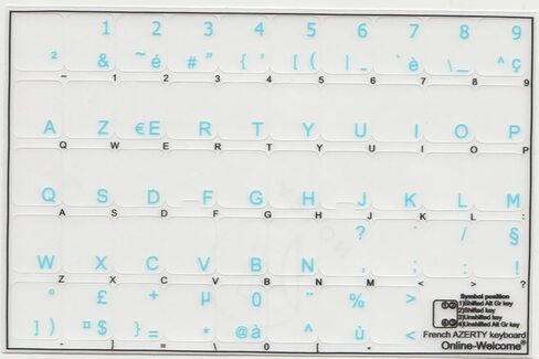Online-Welcome French Azerty Transparent Keyboard Label Blue in Saudi Arabia