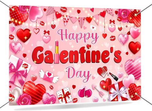 Mocsicka Happy Galentine's Day Banner Backdrop Galentines Day Decorations Backdrop Red Pink Hearts Galentine Girls Party Decor Background Galentine's Day Party Decorations 70.8 x 43.3 Inch in Saudi Arabia