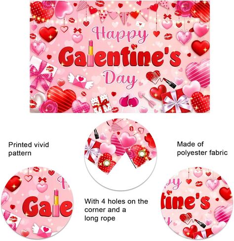 Mocsicka Happy Galentine's Day Banner Backdrop Galentines Day Decorations Backdrop Red Pink Hearts Galentine Girls Party Decor Background Galentine's Day Party Decorations 70.8 x 43.3 Inch in Saudi Arabia