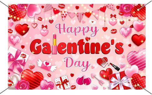 Mocsicka Happy Galentine's Day Banner Backdrop Galentines Day Decorations Backdrop Red Pink Hearts Galentine Girls Party Decor Background Galentine's Day Party Decorations 70.8 x 43.3 Inch in Saudi Arabia
