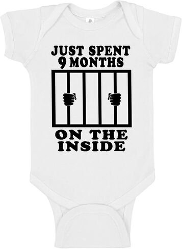 Aiden's Corner Funny Baby Just Spent 9 Months On The Inside Handmade Boys Girls Newborn Bodysuits in Saudi Arabia