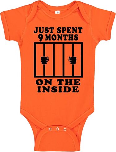 Aiden's Corner Funny Baby Just Spent 9 Months On The Inside Handmade Boys Girls Newborn Bodysuits in Saudi Arabia