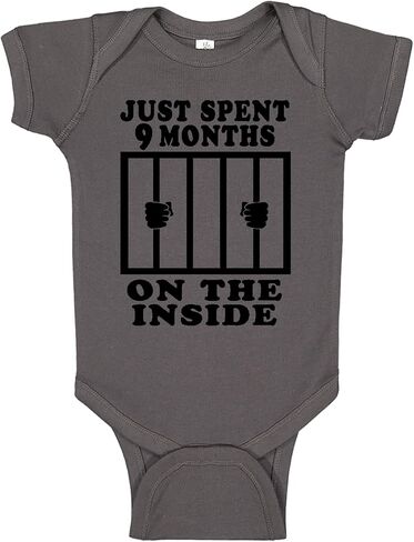 Aiden's Corner Funny Baby Just Spent 9 Months On The Inside Handmade Boys Girls Newborn Bodysuits in Saudi Arabia