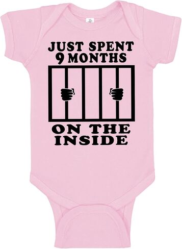 Aiden's Corner Funny Baby Just Spent 9 Months On The Inside Handmade Boys Girls Newborn Bodysuits in Saudi Arabia