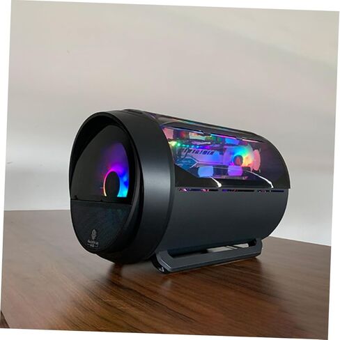 حافظة كمبيوتر ألعاب Gadpiparty RGB مستديرة لتبريد المياه للوحة الأم Matx، هيكل كمبيوتر أسود لإعداد المكتب والألعاب in Kuwait