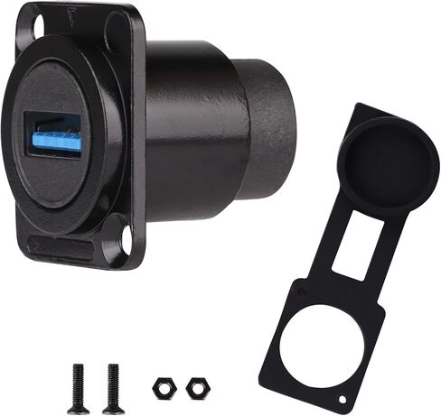 D-Type USB 3.0 Panel Mount Adapter - USBA3.0 Female to USB C Female Waterproof Coupler Connector, 5Gbps High-Speed Data Transfer & Fast Charging in Kuwait