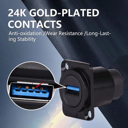 D-Type USB 3.0 Panel Mount Adapter - USBA3.0 Female to USB C Female Waterproof Coupler Connector, 5Gbps High-Speed Data Transfer & Fast Charging in Kuwait