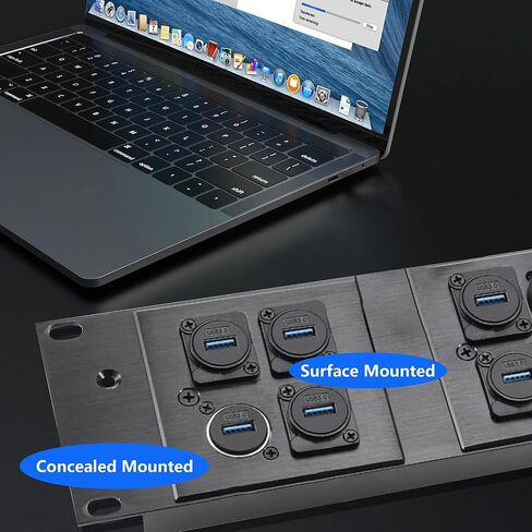 D-Type USB 3.0 Panel Mount Adapter - USBA3.0 Female to USB C Female Waterproof Coupler Connector, 5Gbps High-Speed Data Transfer & Fast Charging in Kuwait