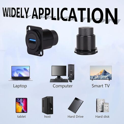 D-Type USB 3.0 Panel Mount Adapter - USBA3.0 Female to USB C Female Waterproof Coupler Connector, 5Gbps High-Speed Data Transfer & Fast Charging in Kuwait