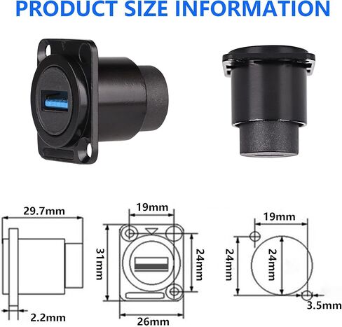 D-Type USB 3.0 Panel Mount Adapter - USBA3.0 Female to USB C Female Waterproof Coupler Connector, 5Gbps High-Speed Data Transfer & Fast Charging in Kuwait