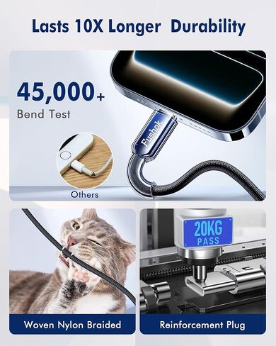 كابل USB C 100 واط لسلسلة iPhone 17 [عبوتان، 6FT] كابل USB C إلى USB C شحن سريع سلك مجدول من النايلون من النوع C لأجهزة MacBook Pro/Air، iPad Pro، Samsung، Pixel in Kuwait