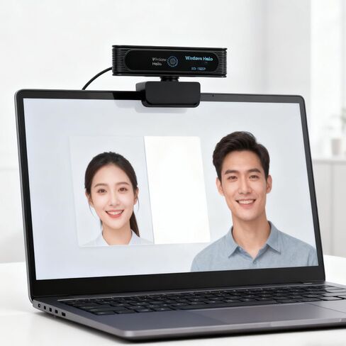 كاميرا ويب EBTOOLS 1080P للتعرف على الوجه، عدسة بزاوية واسعة 120 درجة مع ميكروفون مدمج وغطاء للخصوصية، من أجل Hello Login PC Laptop Zoom Skype Teams in Kuwait