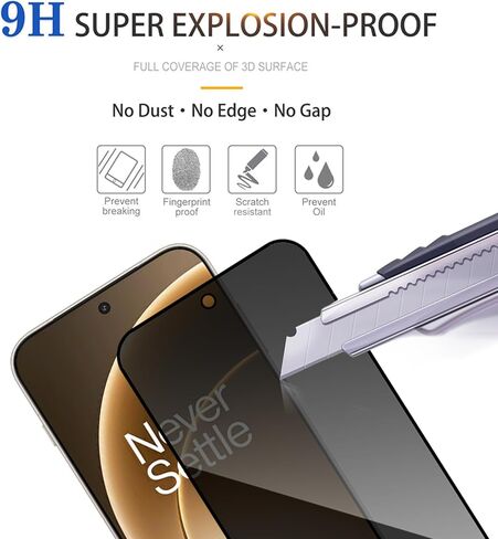 2 Pack Privacy Screen Protector for Oneplus 15 [Anti-Spy Tempered Glass][Fingerprint Unlock Support], Ultra HD, Anti-Scratch, Bubble-Free, Easy Install 9H Protective Glass for Oneplus 15 in Saudi Arabia